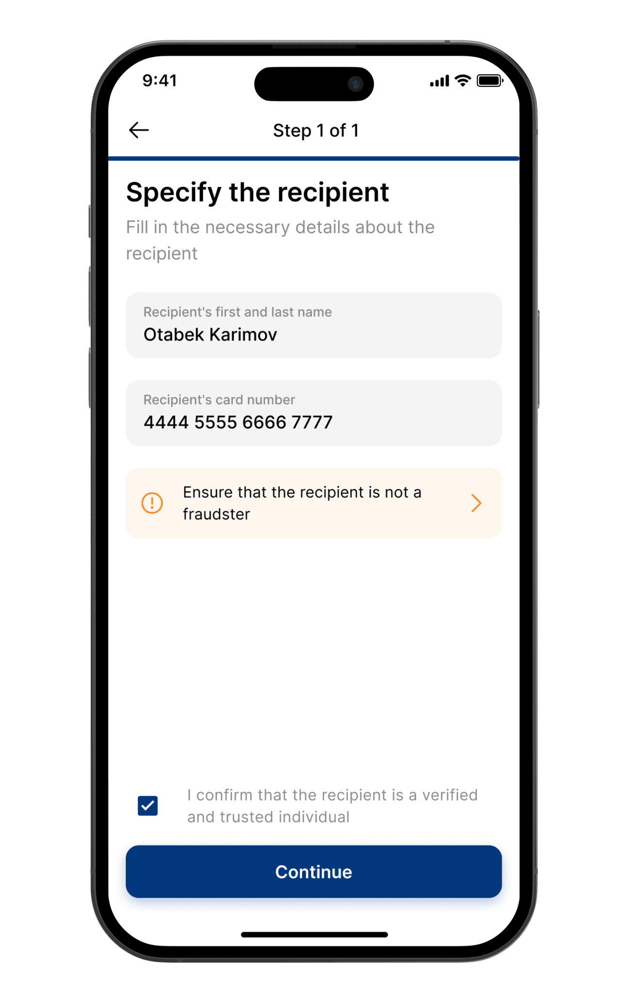 Add transfer details